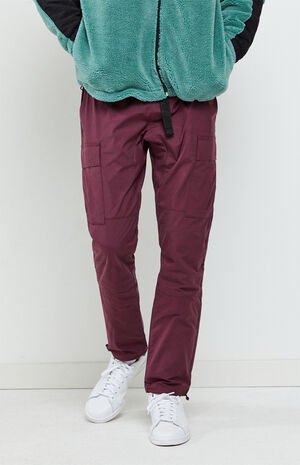 PacSun Workwear Burgundy Nylon Slim Cargo Pants | PacSun