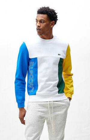 Lacoste Fleece Colorblock Crew Neck Sweatshirt | PacSun