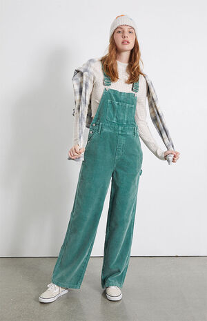PacSun Green Corduroy Baggy Workwear Overalls | PacSun