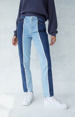 PacSun Eco Two-Tone Cut & Sew Mom Jeans | PacSun