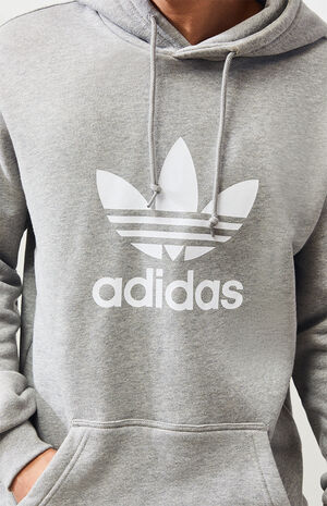 adidas Heather Grey Trefoil Pullover Hoodie | PacSun