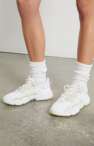 adidas Women's White & Green Ozweego Sneakers | PacSun