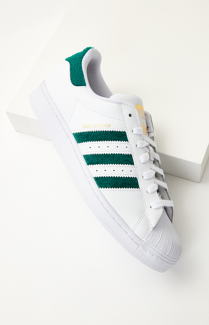 adidas White & Green Superstar Shoes | PacSun