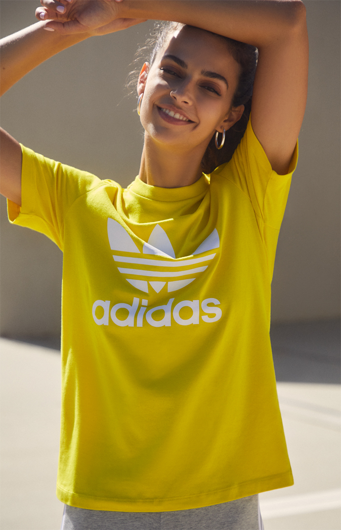adidas Neon Yellow Trefoil T-Shirt | PacSun | PacSun
