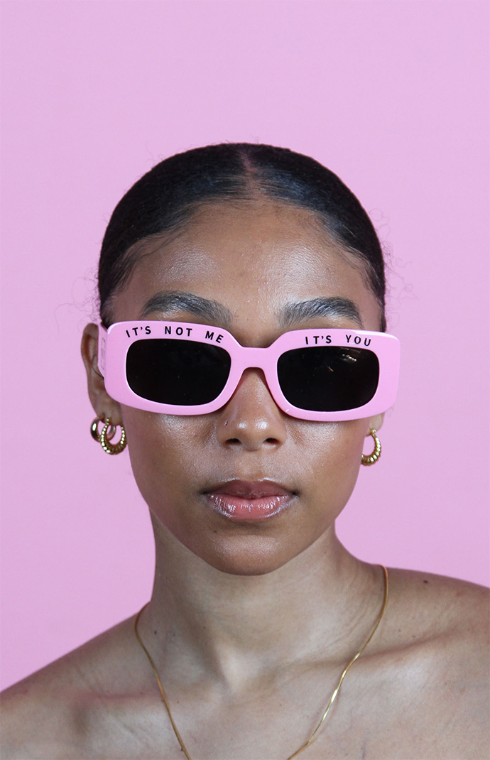 INDY Sunglasses Pink It's Not Me Square Sunglasses | PacSun