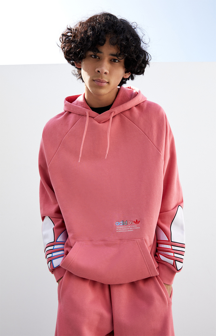 kryds Onset Papua Ny Guinea adidas Pink Tricolor Trefoil Hoodie | PacSun