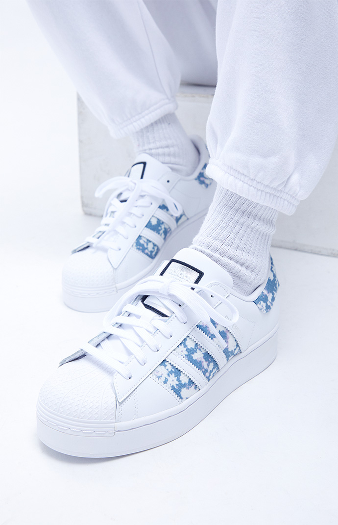 adidas Women's Eco Blue & White Superstar Bold Sneakers | PacSun