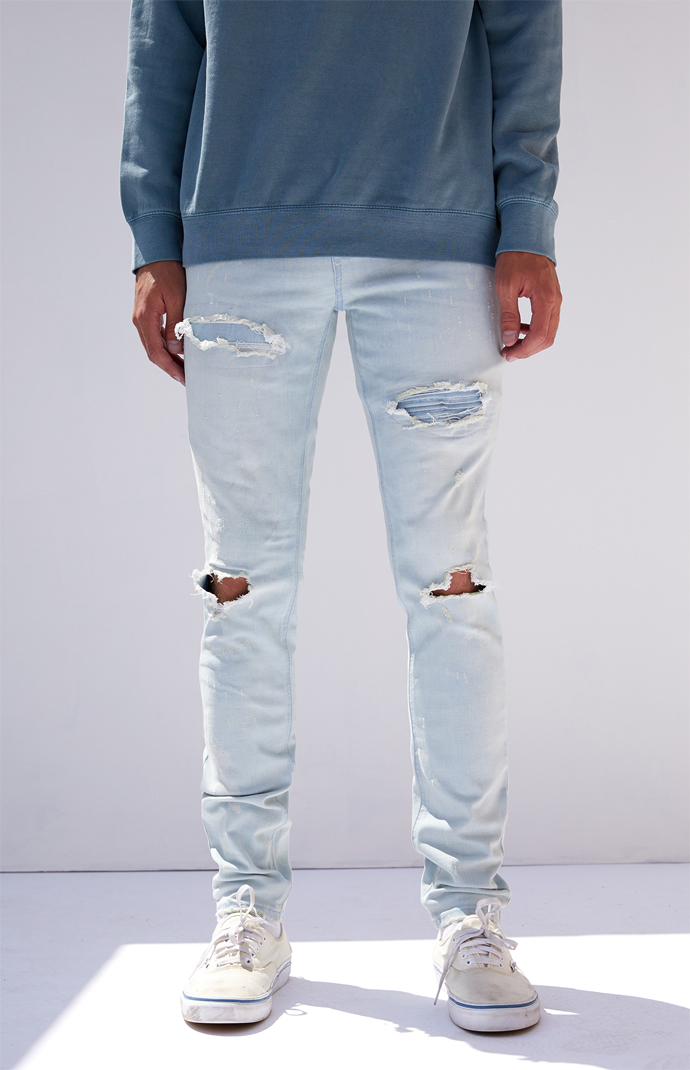 Ripped Light Stacked Skinny Jeans | PacSun | PacSun