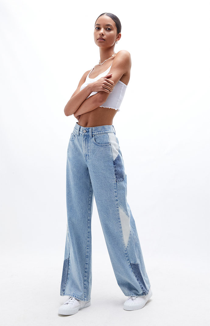 PacSun Eco Two-Tone Side Panel High Waisted Baggy Jeans | PacSun