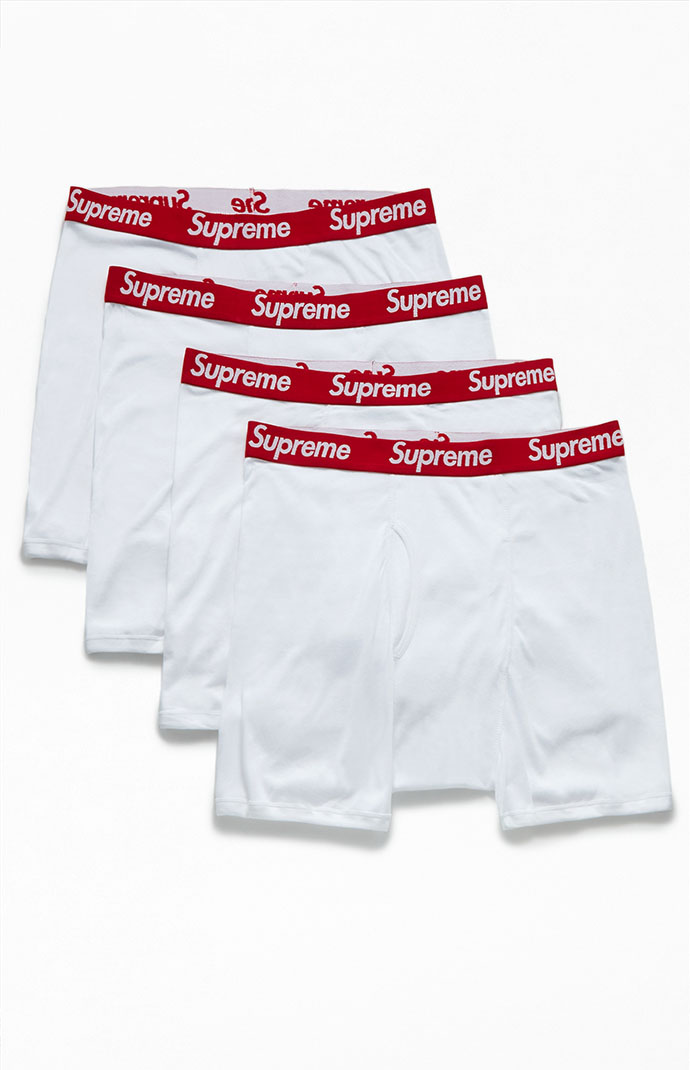 Supreme x Hanes 4 Pack White Boxer Briefs | PacSun
