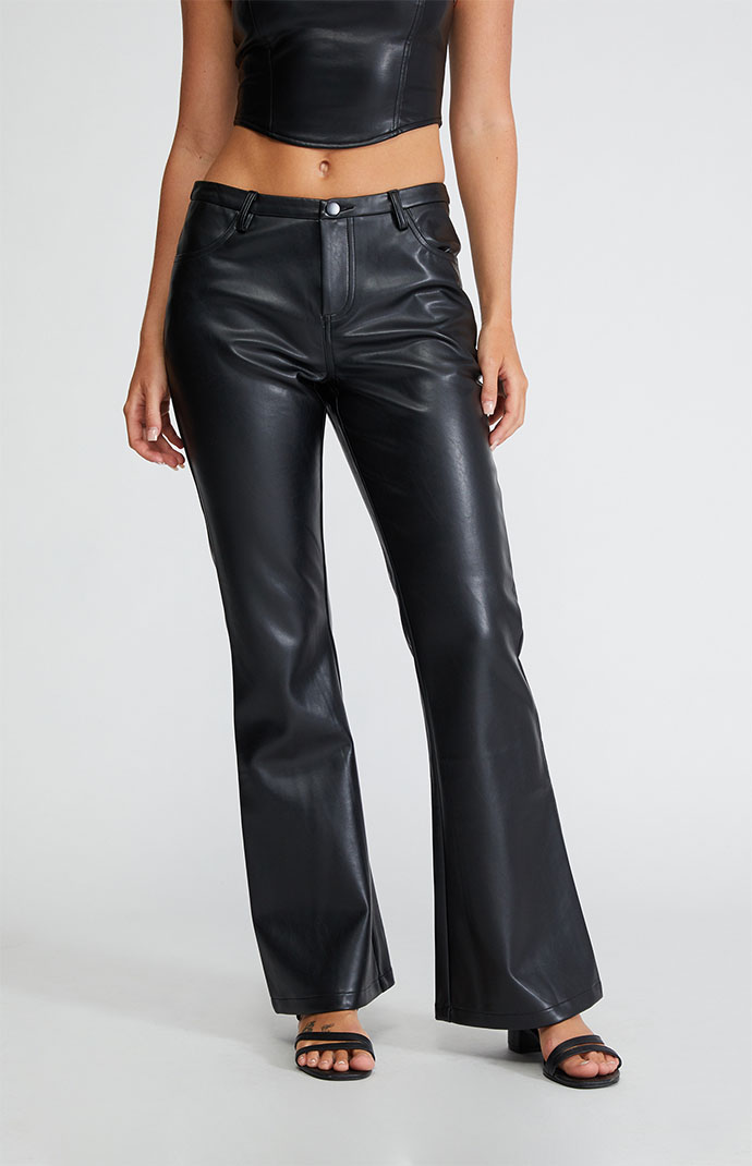 Kendall & Kylie Low Rise Faux Leather Flare Pants | PacSun