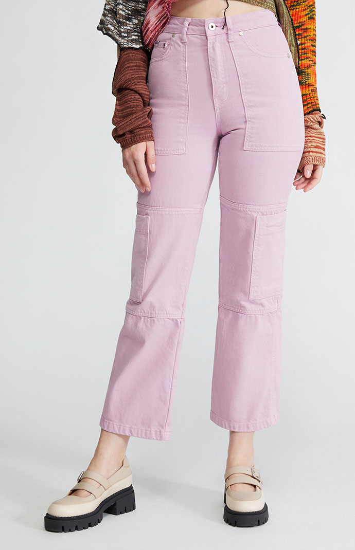 Ragged Jeans Pink High Waisted Combat Jeans | PacSun