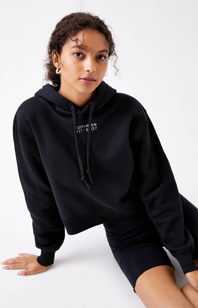 Converse Black All Star Cropped Hoodie | PacSun