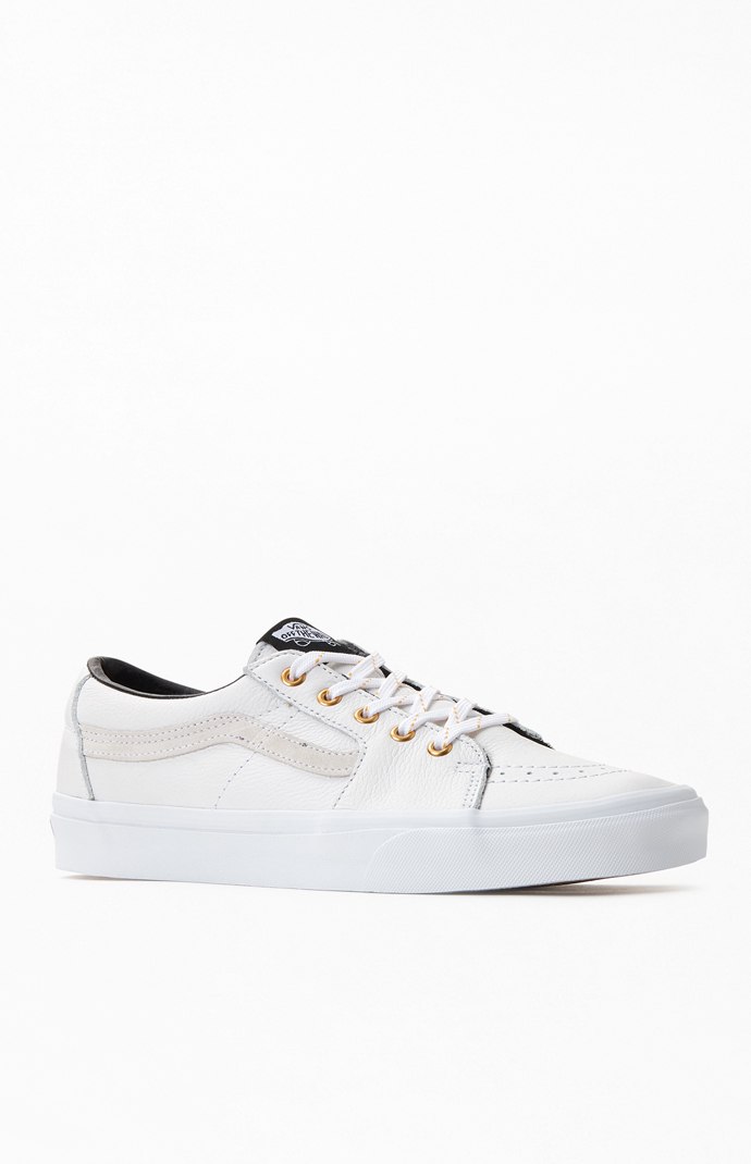 Vans White Leather Sk8-Low Shoes | PacSun