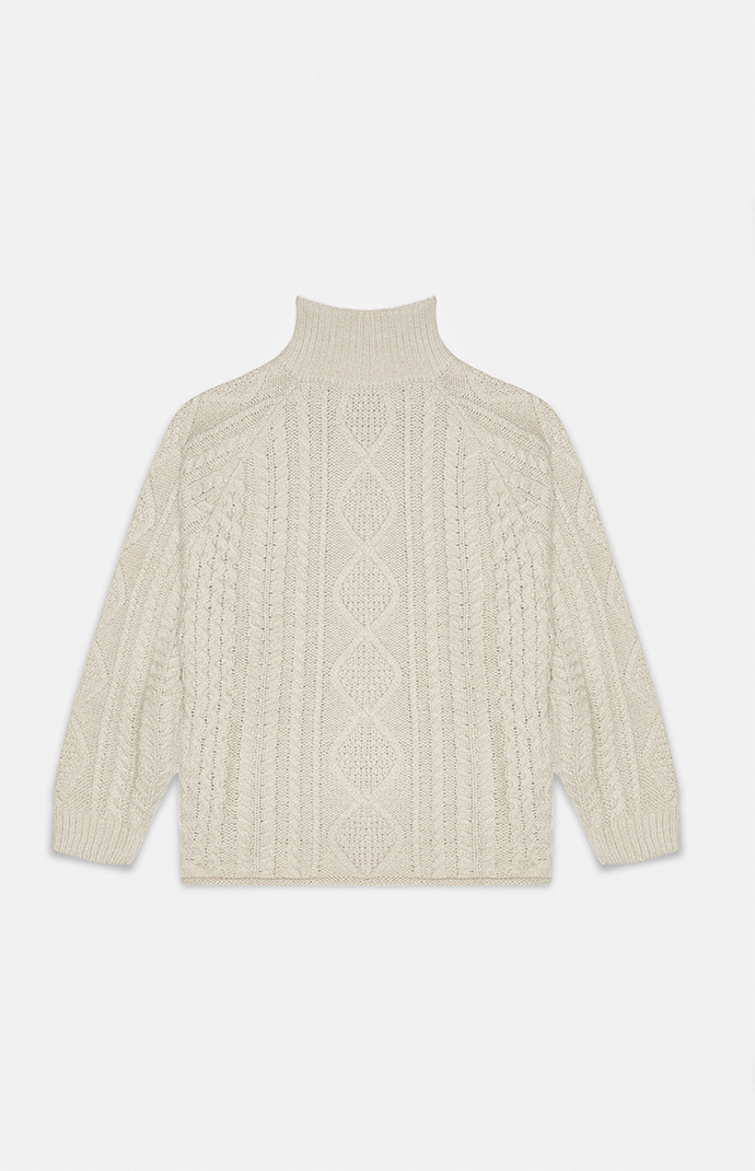 Fear of God Essentials Wheat Cable Knit Turtleneck Sweater | PacSun
