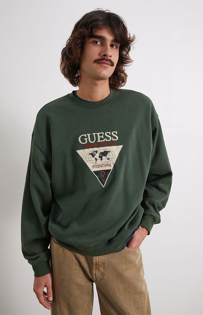 GUESS Originals Leather Triangle Crew Neck Sweatshirt | PacSun