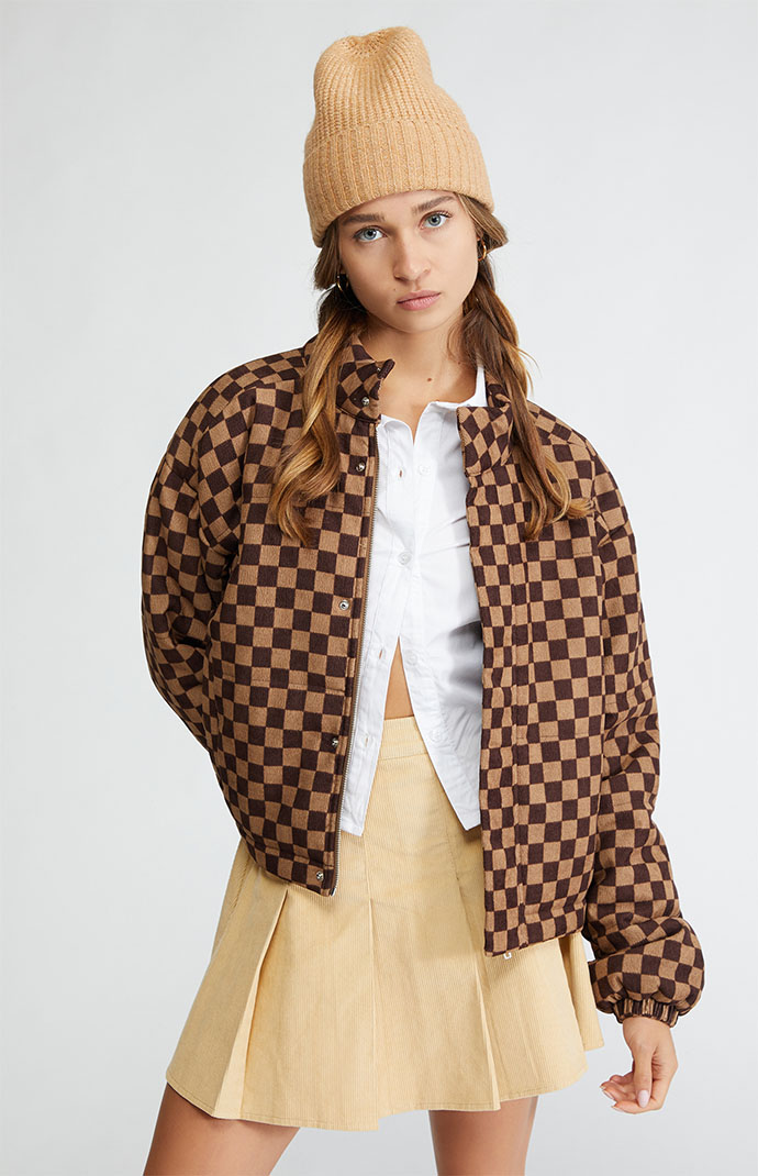 LA Hearts Checker Corduroy Puffer Jacket | PacSun