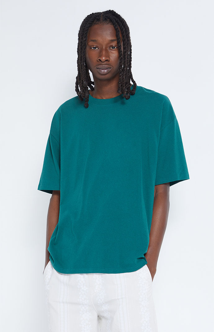 PS Basics Forest Green Solid Oversized Boxy T-Shirt | PacSun
