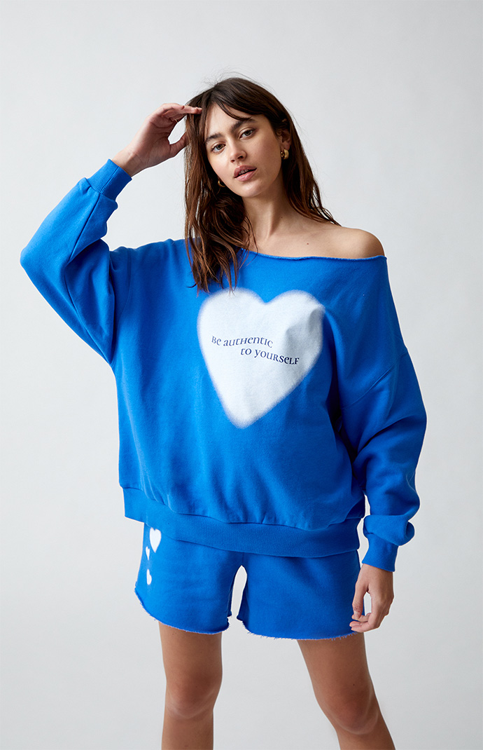PacSun Eco Heart Aura Off-The-Shoulder Sweatshirt | PacSun