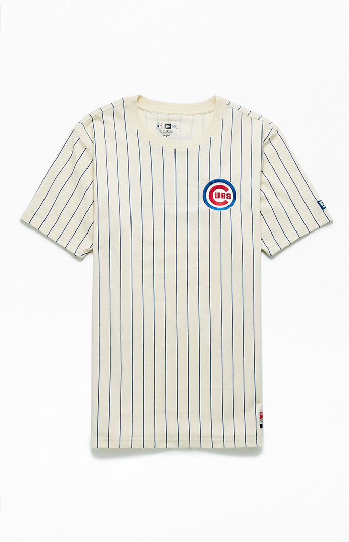 Chicago Cubs Pinstripe Brass Tacks Logo T-Shirt by Red Jacket