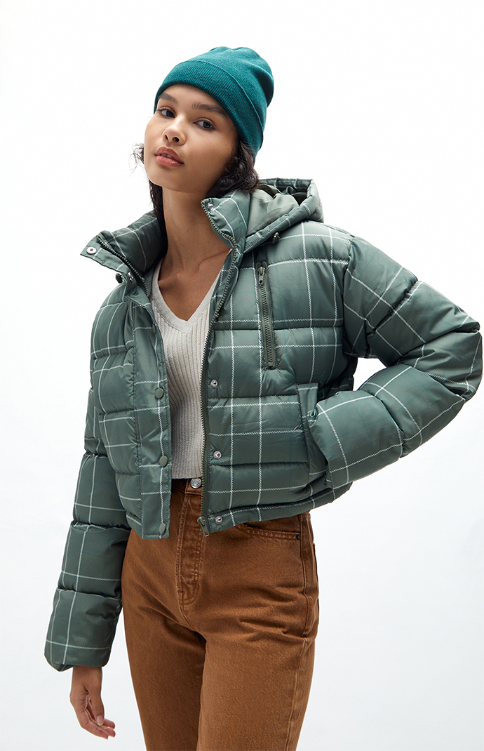 PacSun Plaid Hooded Puffer Jacket | PacSun