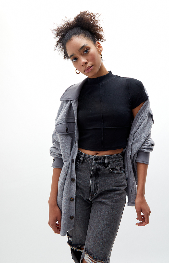 PacCares Eco Inside Out Seamed Mock Neck Top | PacSun